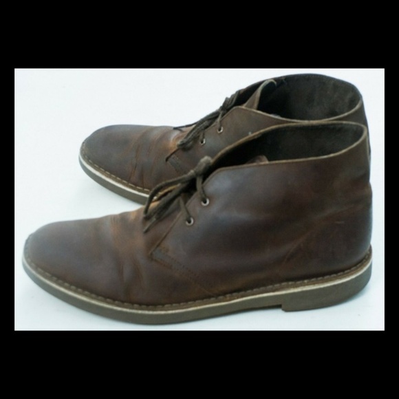 CLARKS Brown Leather Lace up Chukka Boots Size 14 main image 4